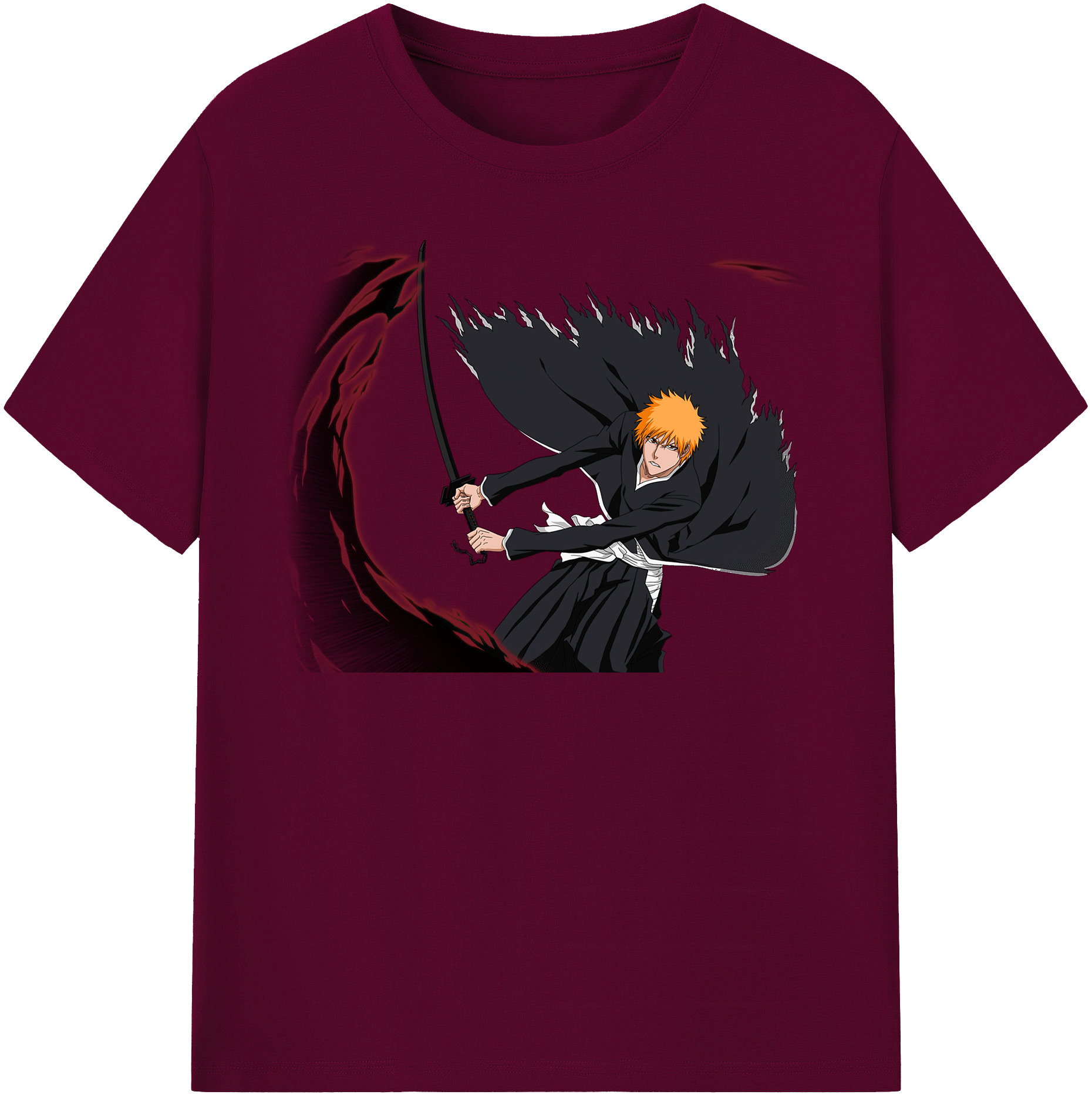 （画像用） ブリーチ 黒崎一護（くろさき いちご）BLEACH Kurosaki Ichigo レディースカジュアルプリントTシャツ（綿100％）